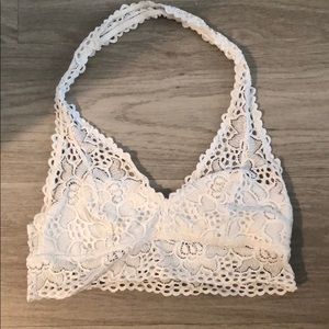 Aerie Halter Lace Bralette - White